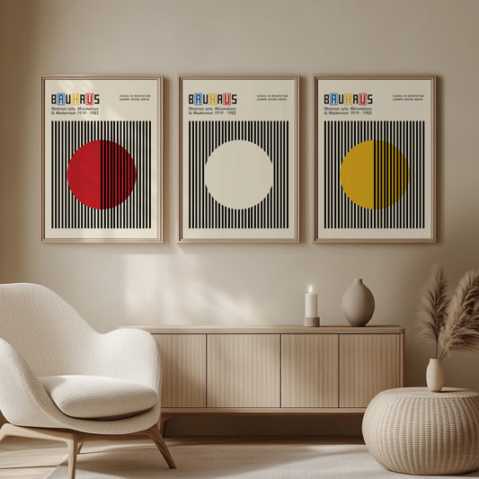 Bauhaus Circle Trio – Minimalist Poster Set