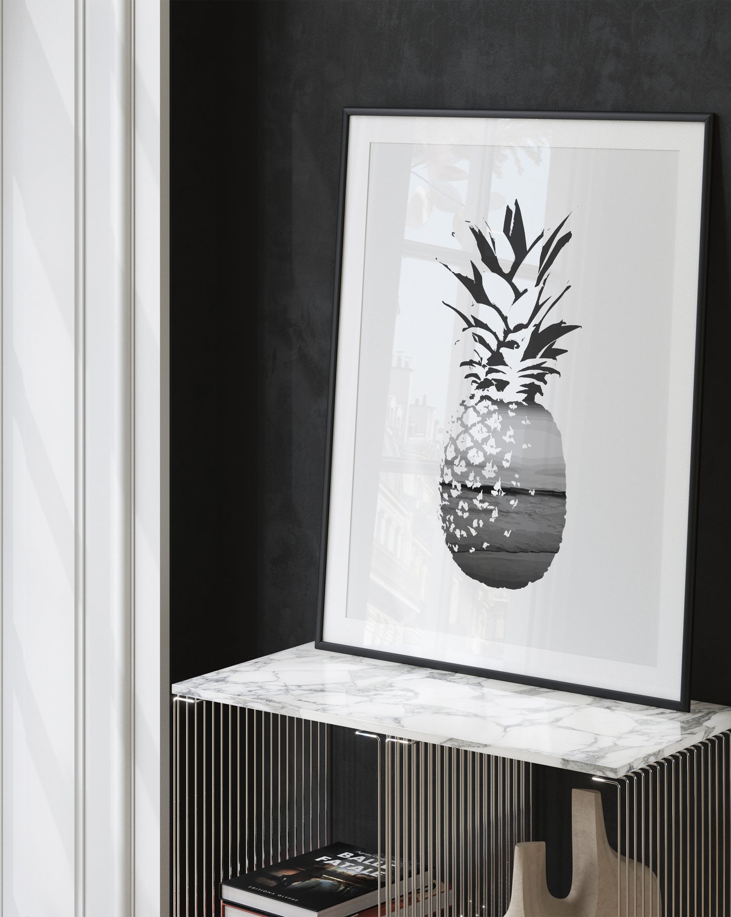 Pineapple Silhouette – Monochrome Print