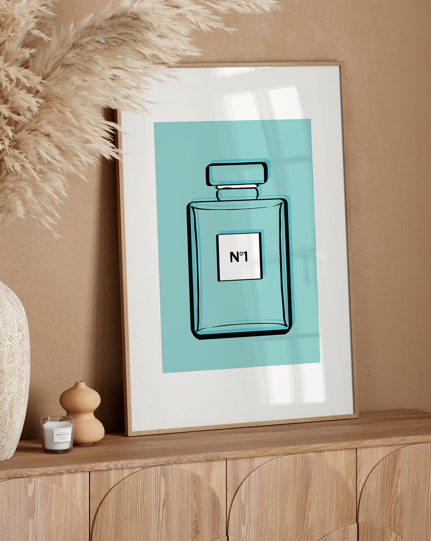 Perfume No. 1 – Aqua Blue Minimalist Perfume Bottle Print