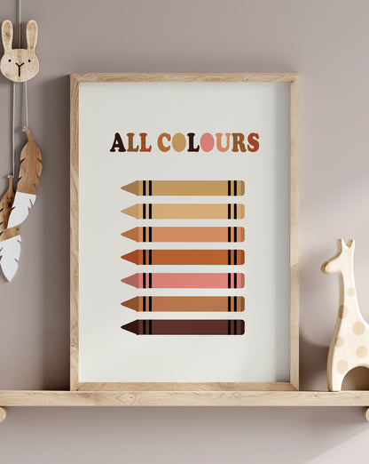 All Colours Diversity Crayon Print