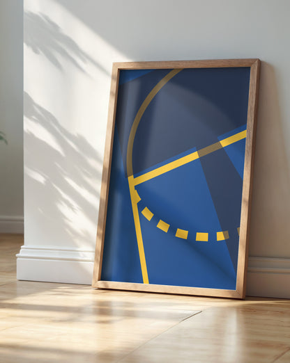Yellow Blue Basketball Court Poster