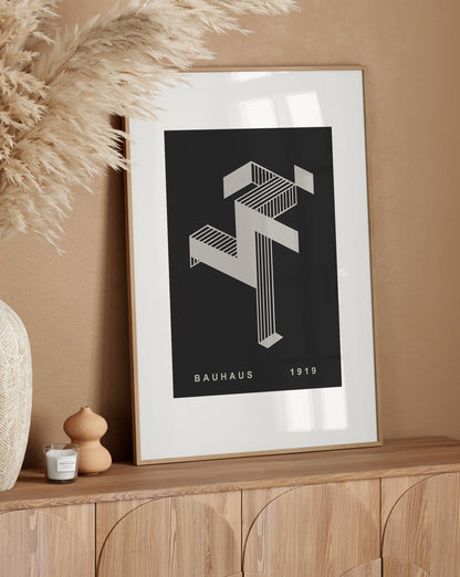Bauhaus Poster Pair – Black & Yellow Geometric Wall Art (Set of 2)
