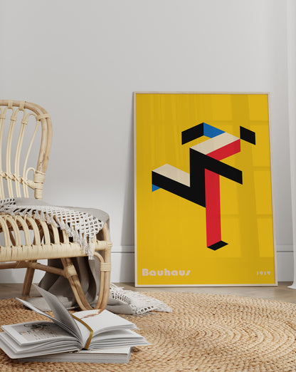 Bauhaus Poster Pair – Black & Yellow Geometric Wall Art (Set of 2)