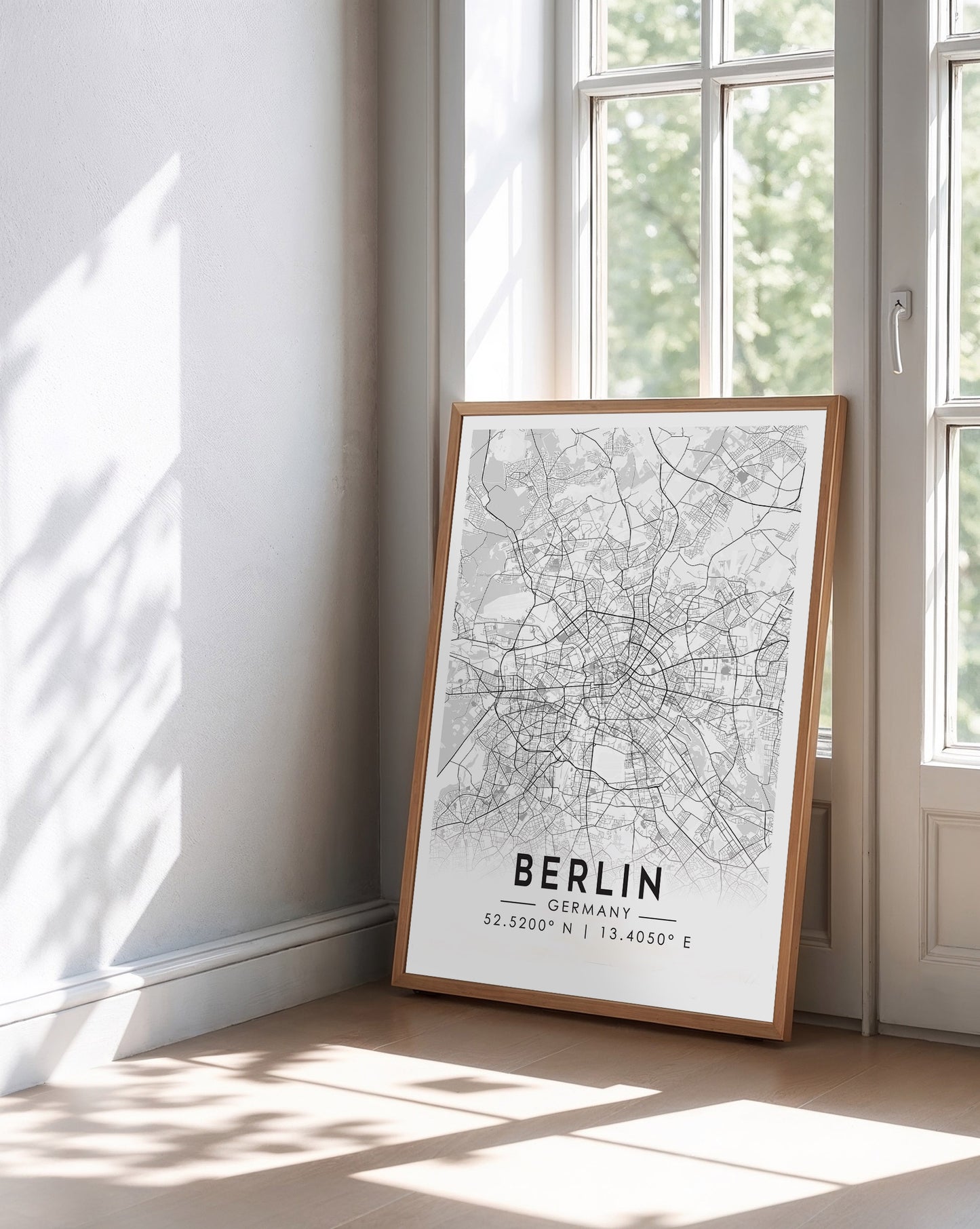 Berlin City Map – Minimalist Geometric Black and White Art Print