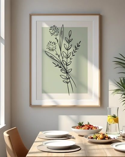 Neutral Botanical Line Art Print